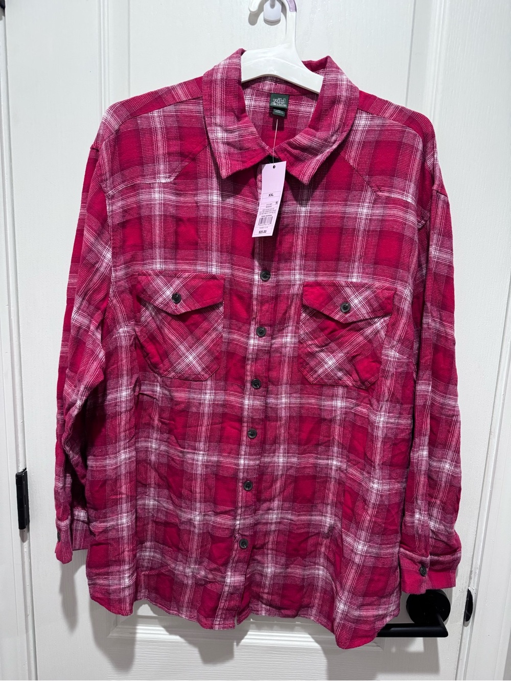 Women’s Red Plaid Button-Up Shirt- size XXL